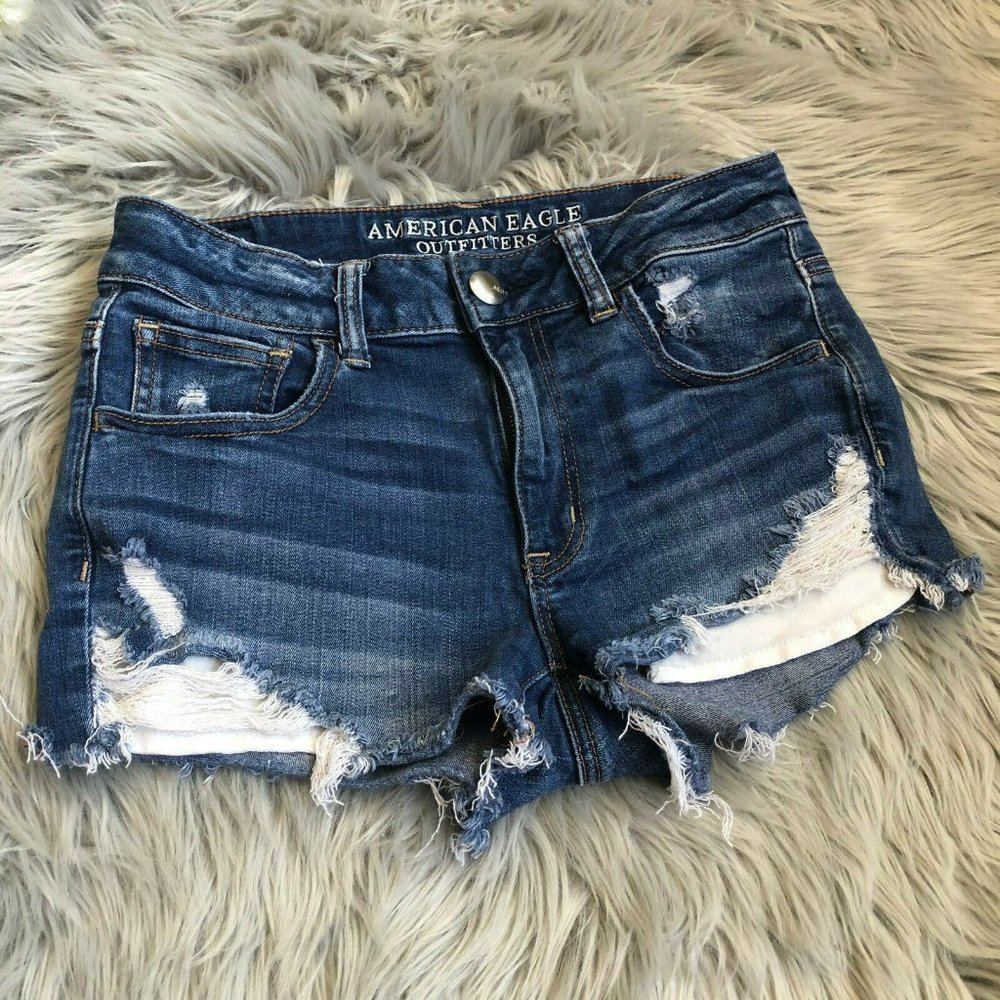 American Eagle Hi-Rise Shortie Jean Shorts HW7859 - Picture 1 of 6